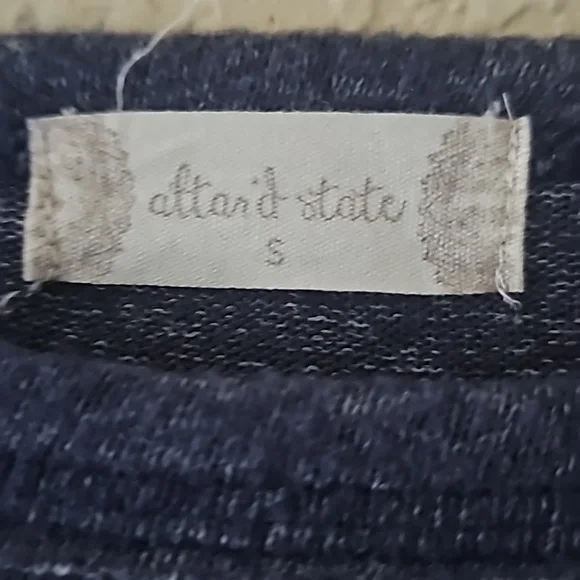 Altar'd state denim blue colored sweatshirt with peplum high low hem - Picture 3 of 4